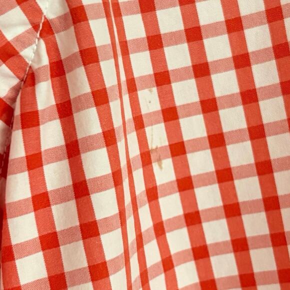 J.McLaughlin Orange Gingham Button-Down Shirt Men’s Size M 100% Cotton Preppy - Picture 3 of 7